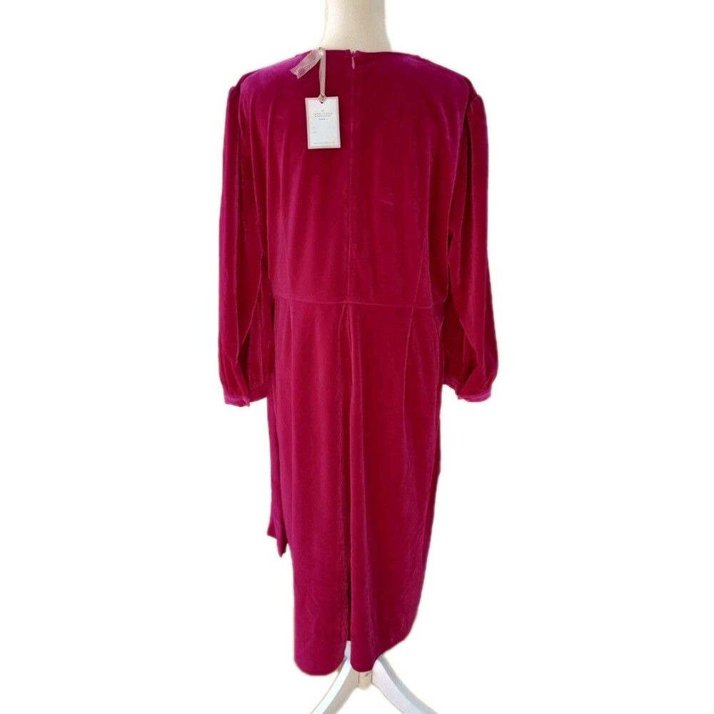 Dainty Jewells Dress Faux Wrap 2XL Hot Pink Velvet NWT Holiday Modest Occasion - Picture 8 of 13